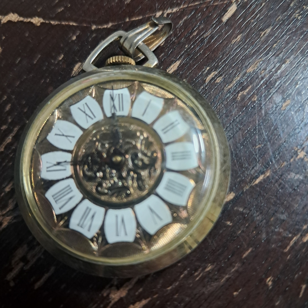 Vintage Gold and White Pocket Watch